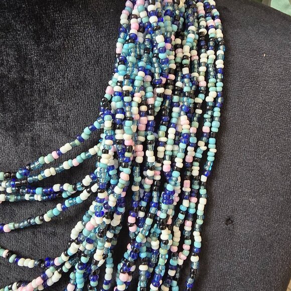Womens Fashion Multicolor Multiple Layered Seed Beaded Necklace Jewelry - Picture 7 of 8